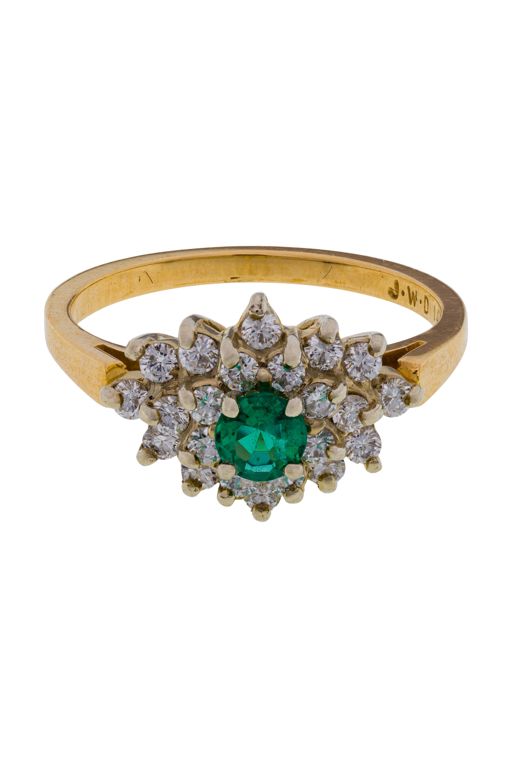 14k Gold Emerald and Diamond Ring