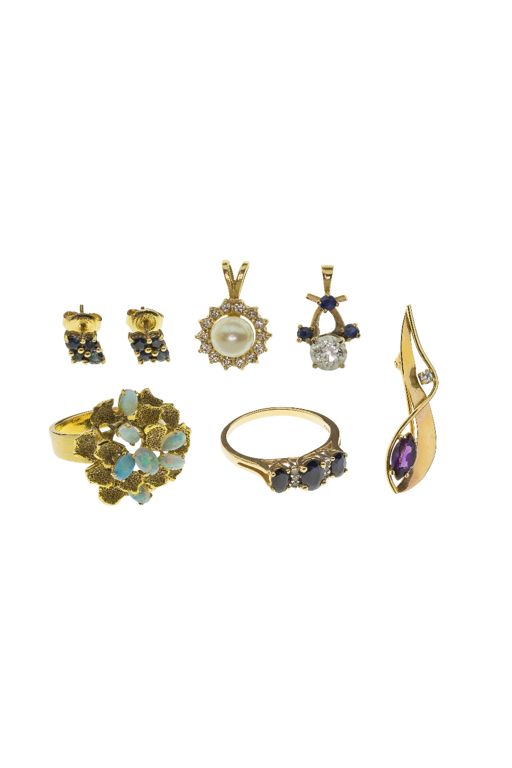 14k Gold Multi-Gem Jewelry Set