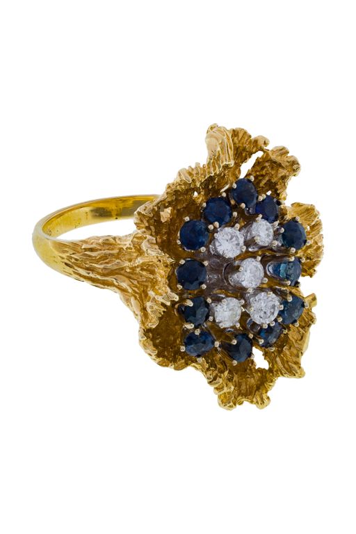 14k Gold Sapphire and Diamond Ring