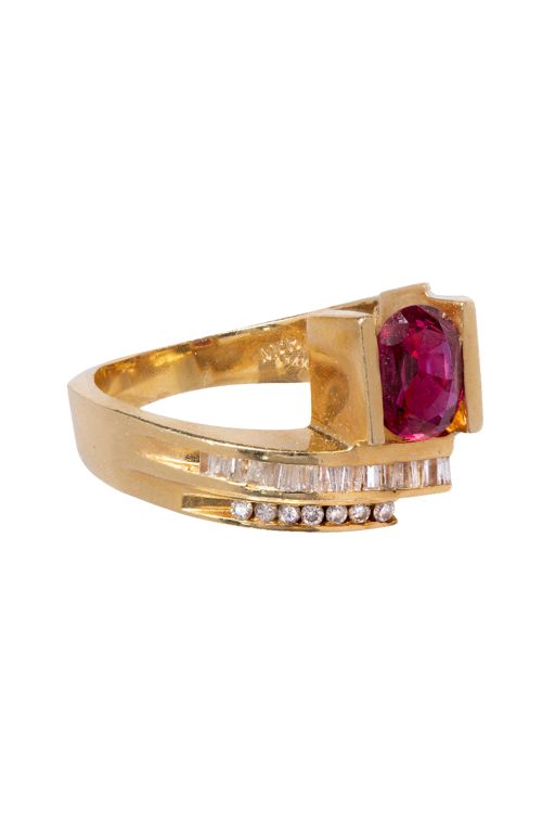 18k Gold Ruby and Diamond Ring