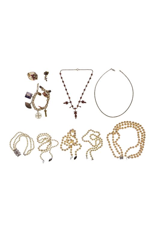 14k Gold Ruby and Pearl Jewelry Set