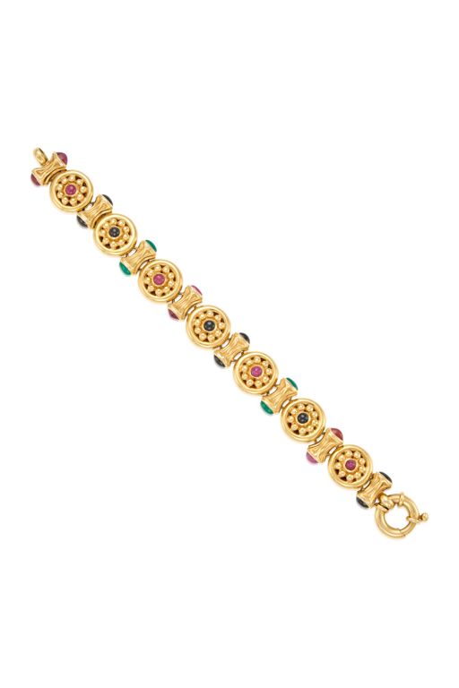 14k Gold Ruby Sapphire and Emerald Bracelet