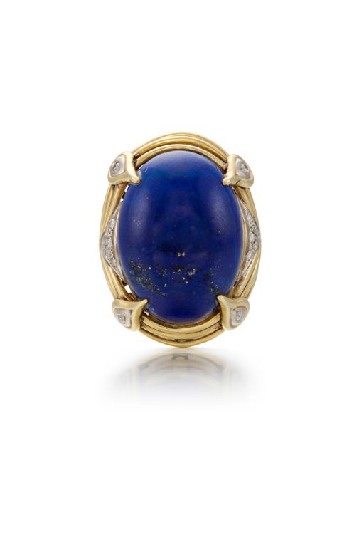 14k Gold Lapis Lazuli and Diamond Ring