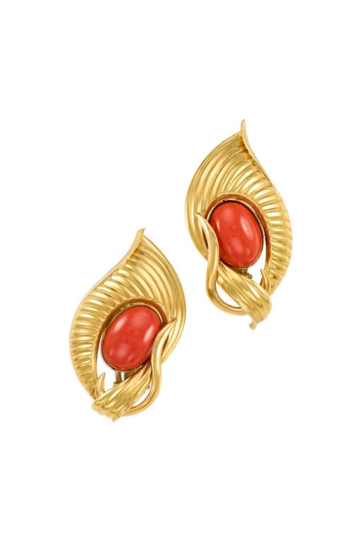 18k Gold Coral Earrings