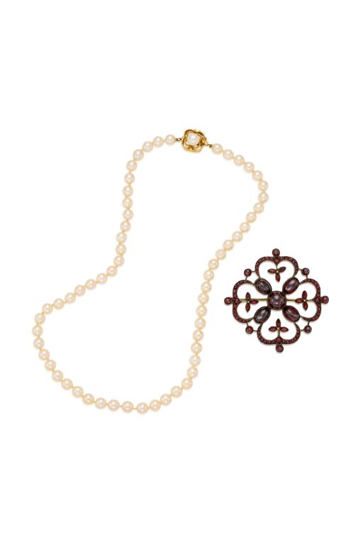 14k Gold, Copper Pearl and Garnet Jewelry Set