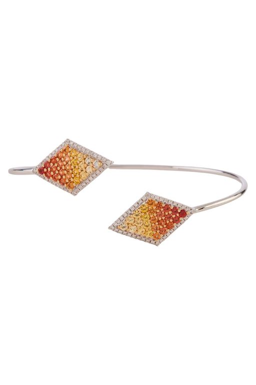 18k White Gold Sapphire and Diamond Cuff Bracelet