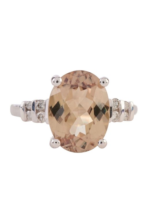 14k White Gold Idocrase and Diamond Ring