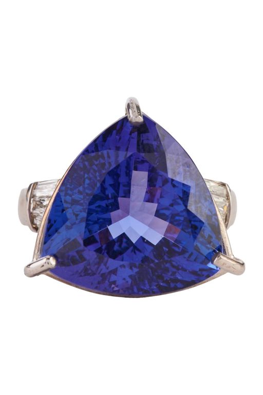 Platinum Tanzanite and Diamond Ring