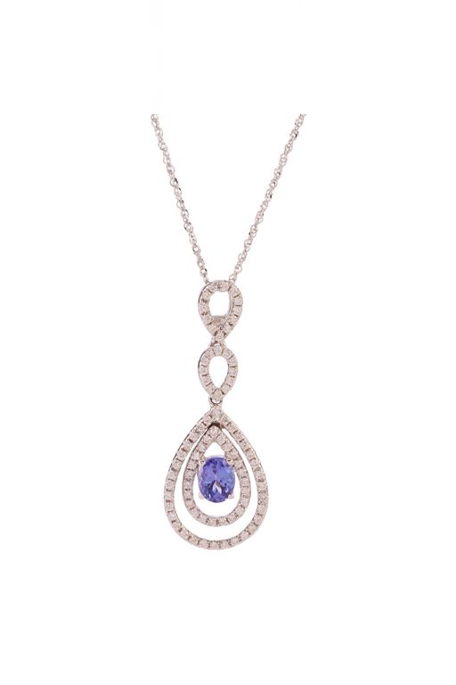 14k Gold Tanzanite and Diamond Pendant Necklace
