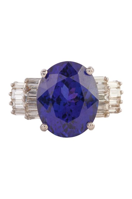 Platinum Tanzanite and Diamond Ring