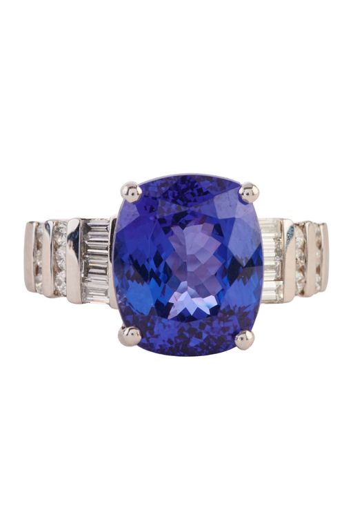 Platinum Tanzanite and Diamond Ring