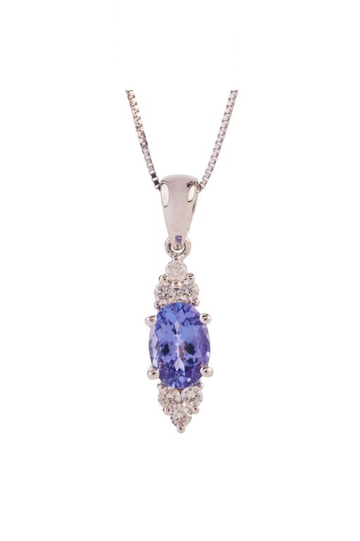 14k Gold Tanzanite and Diamond Pendant Necklace