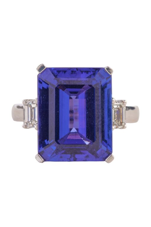 Platinum Tanzanite and Diamond Ring