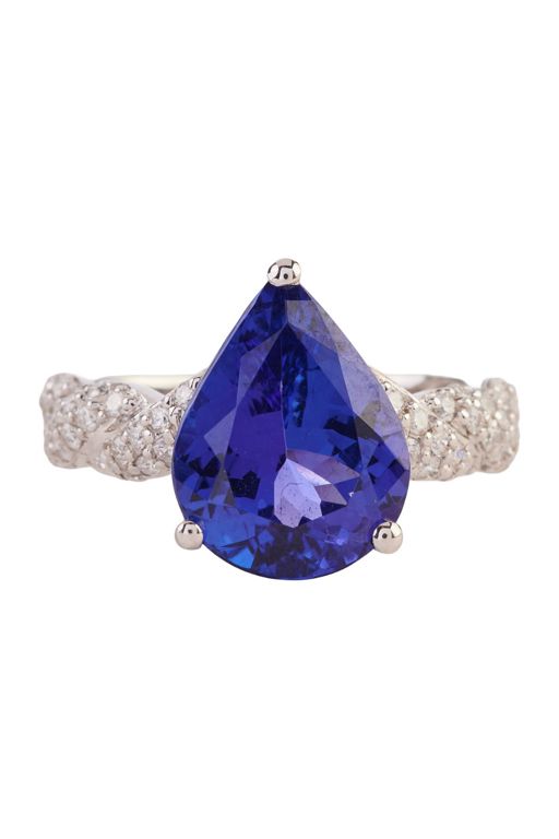 14k White Gold Tanzanite and Diamond Ring