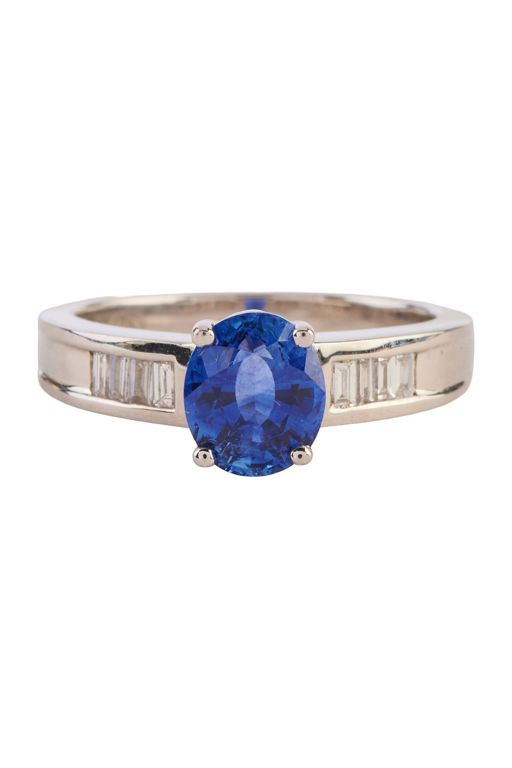 Platinum Sapphire and Diamond Ring