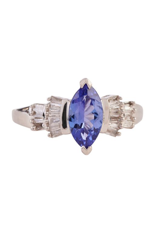 14k White Gold Tanzanite and Diamond Ring