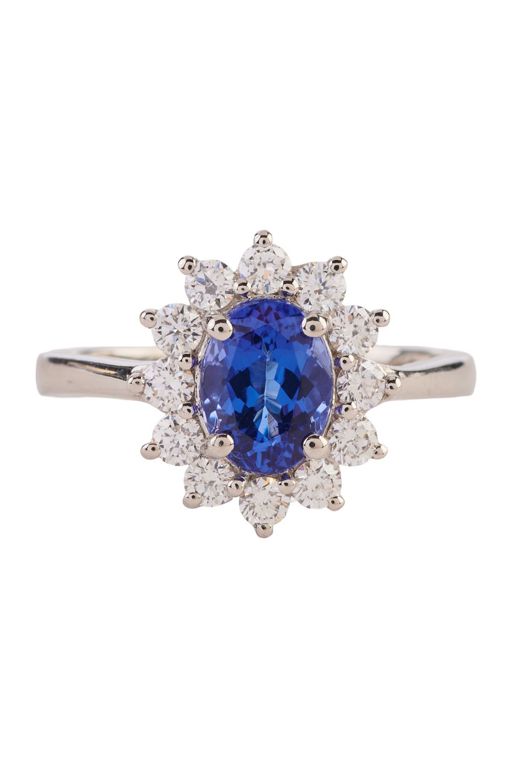 Platinum Tanzanite and Diamond Ring