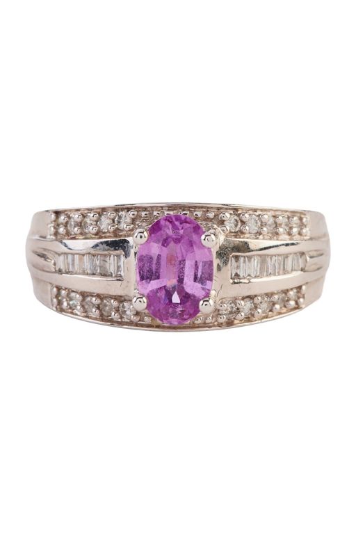 14k White Gold Sapphire and Diamond Ring