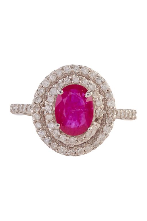 14k White Gold Ruby and Diamond Ring