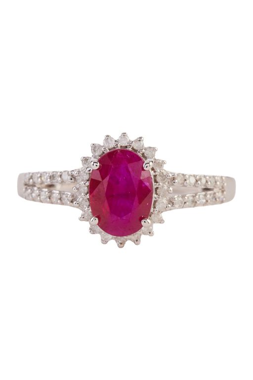 14k White Gold Ruby and Diamond Ring