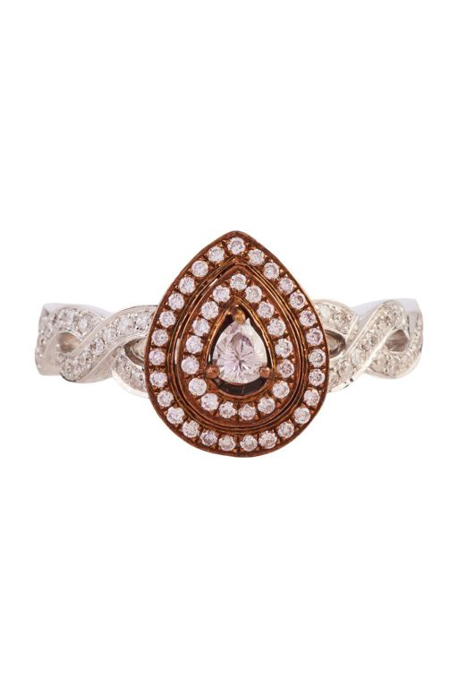 18k Rose and White Gold Diamond Ring