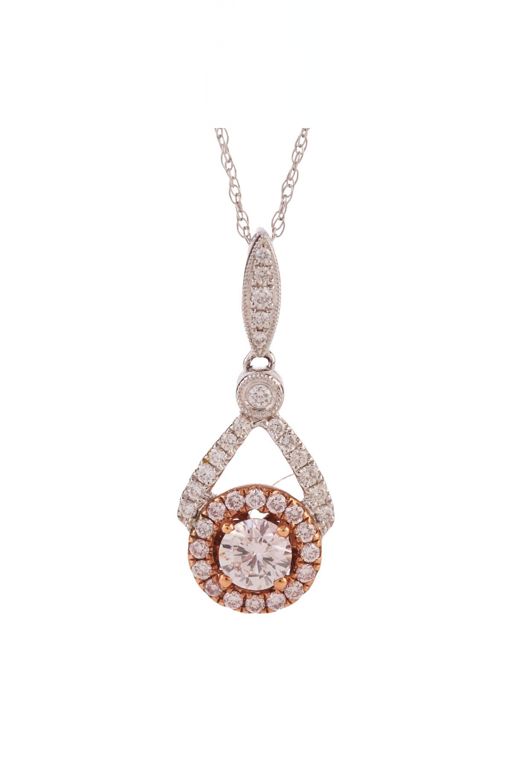 Rose and White Gold Diamond Pendant Necklace