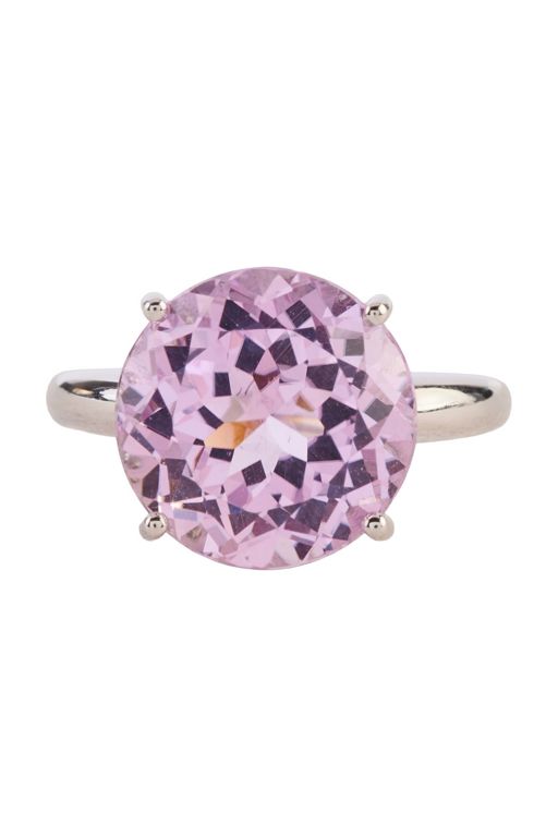 18k White Gold Kunzite and Diamond Ring