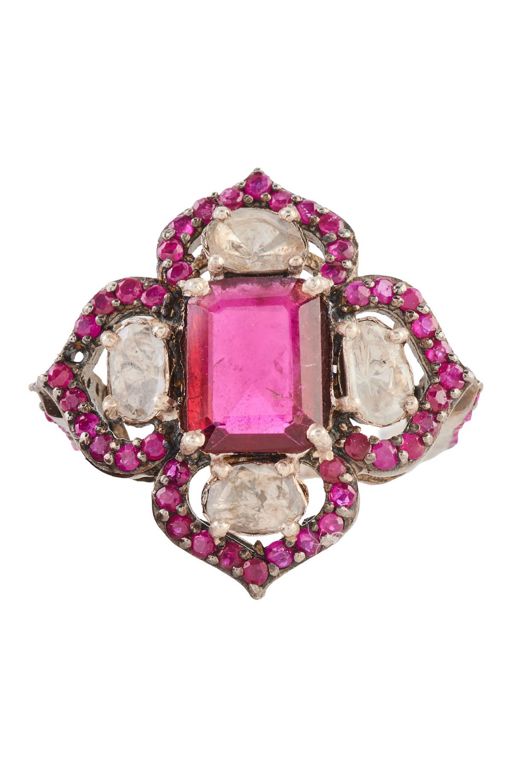 Silver Tourmaline and Diamond Ring