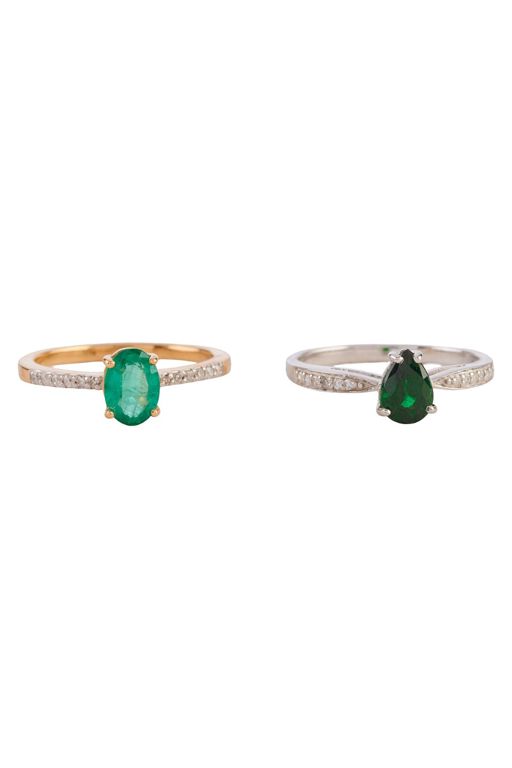 Two 14k Gold Gemstone Rings