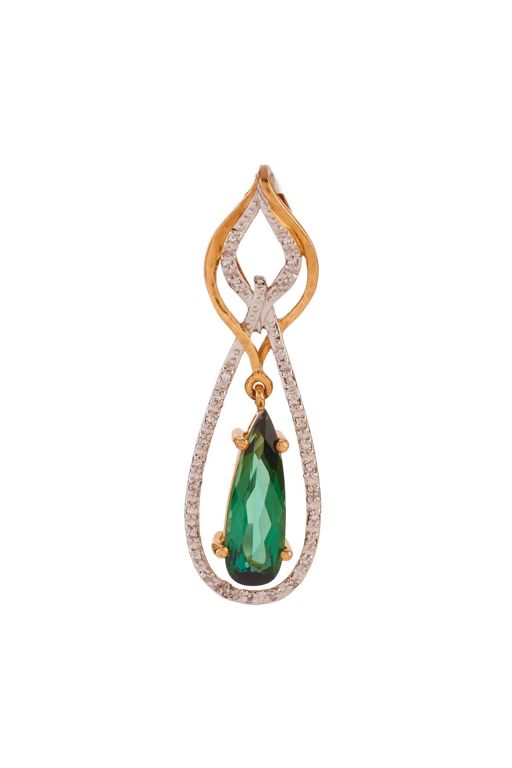 18k Two-Tone Gold Tourmaline and Diamond Pendant