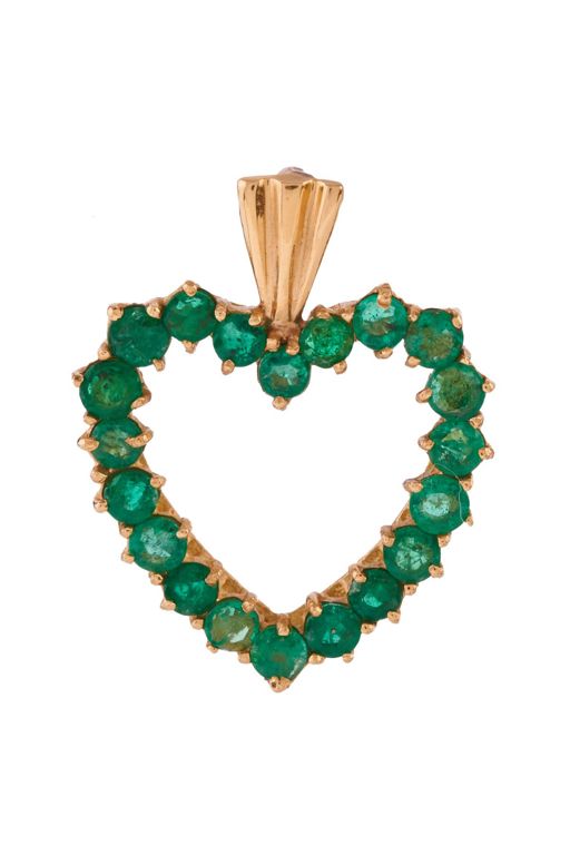 14k Yellow Gold Emerald Heart Pendant