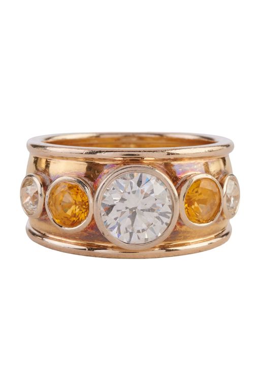 18k Two-Tone Gold Diamond and Sapphire Ring