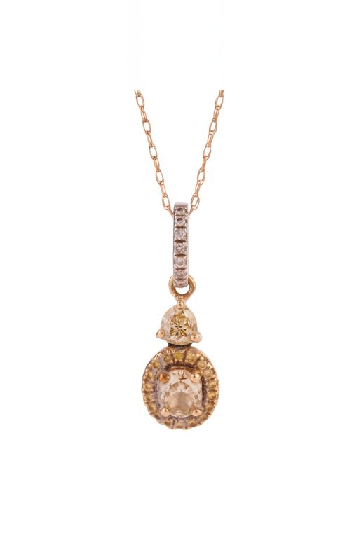 14k Yellow and White Gold Diamond Pendant Necklace