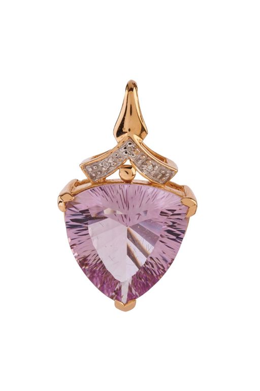 14k Yellow Gold Kunzite and Diamond Pendant