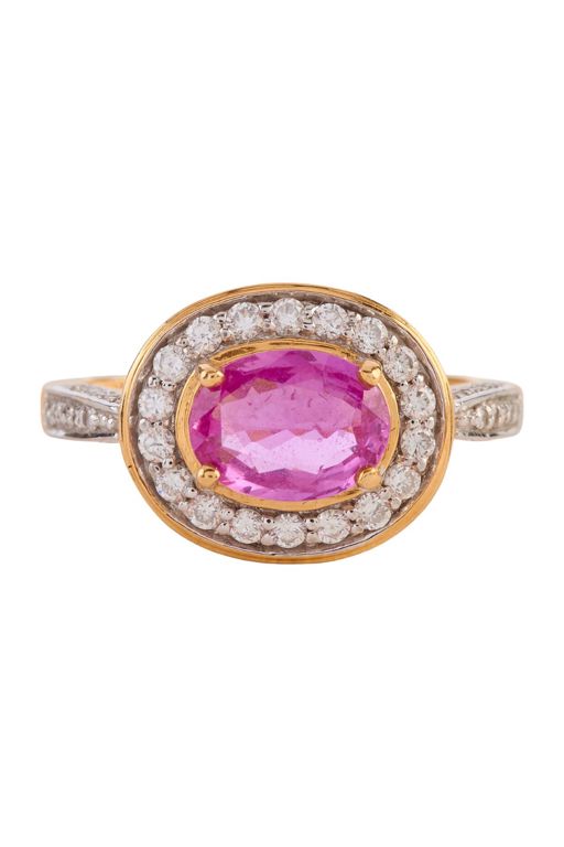 18k Yellow Gold Sapphire and Diamond Ring