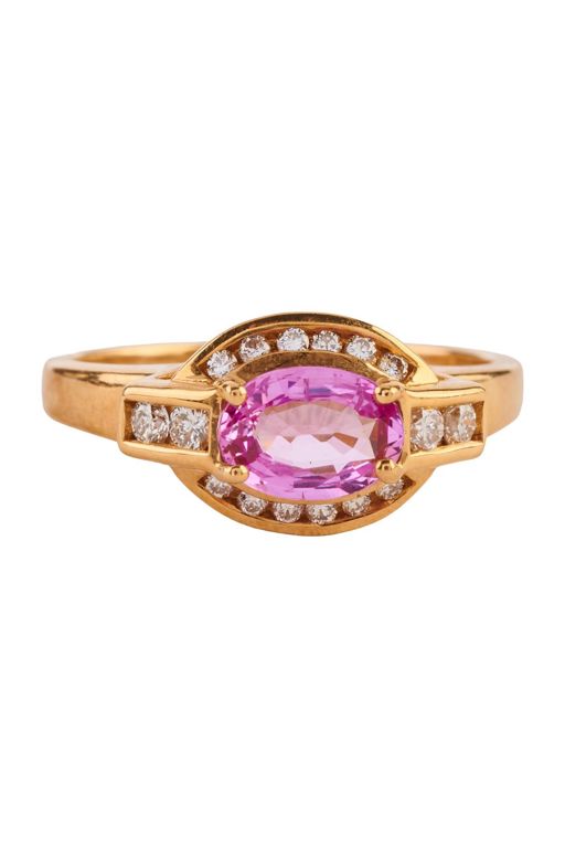 18k Yellow Gold Sapphire and Diamond Ring
