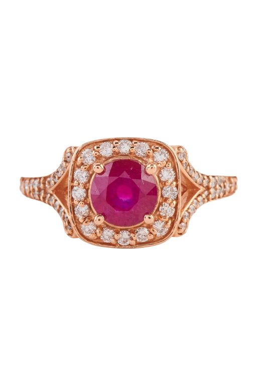 14k Rose Gold Ruby and Diamond Ring