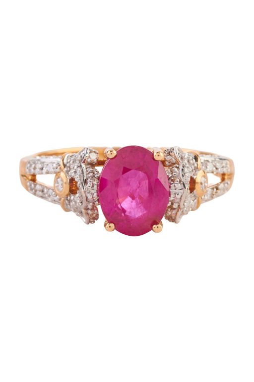 14k Yellow Gold Ruby and Diamond Ring