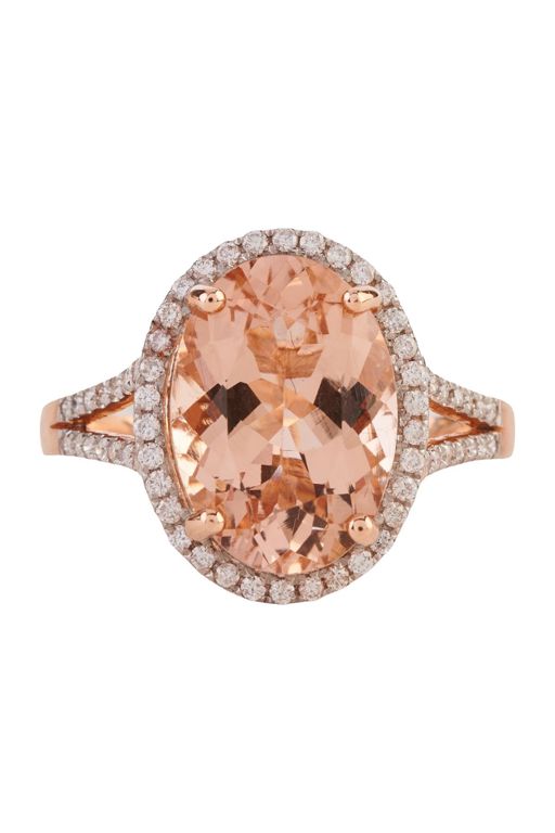 14k Rose Gold Morganite and Diamond Ring