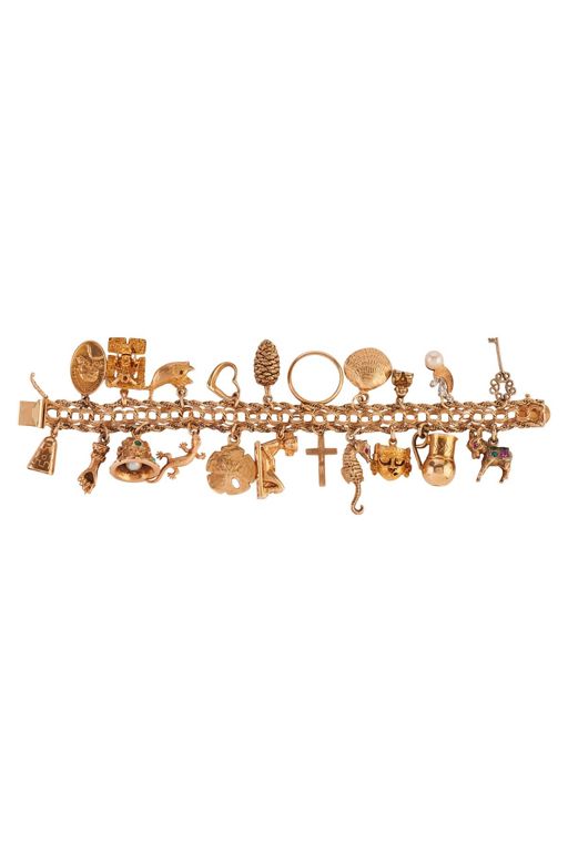 14k Yellow Gold Multi-Gem Charm Bracelet