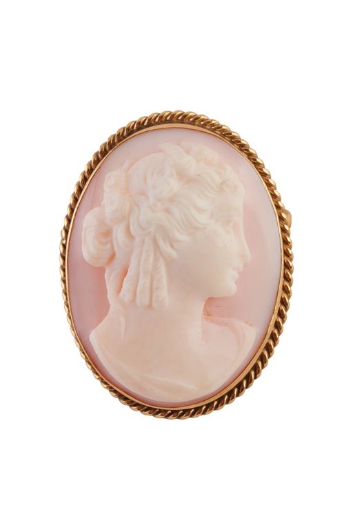 14k Yellow Gold Shell Cameo Pendant/Brooch