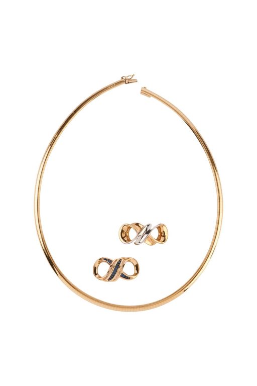 14k Yellow Gold Sapphire and Diamond Jewelry Set