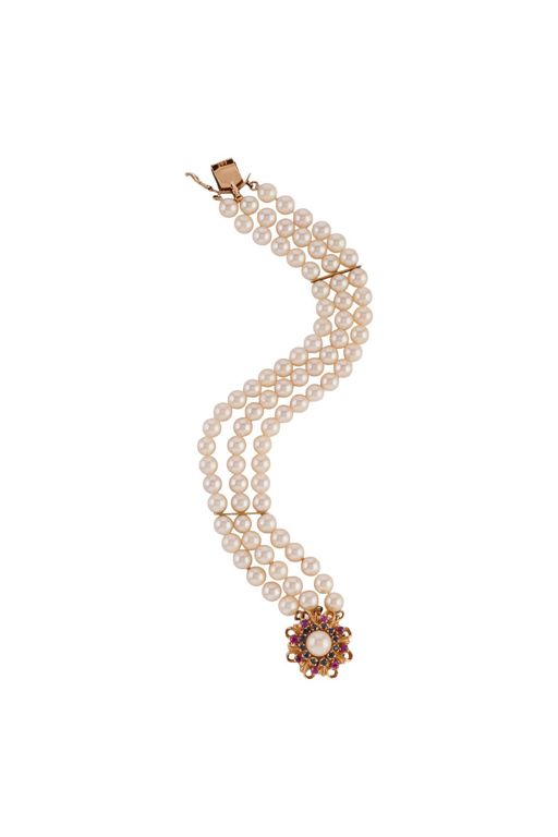 14k Yellow Gold Pearl and Sapphire Jewelry Set