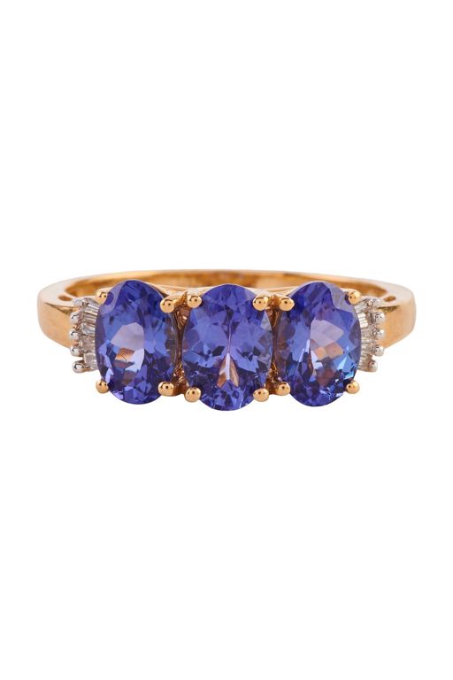 18k Yellow Gold Tanzanite and Diamond Ring