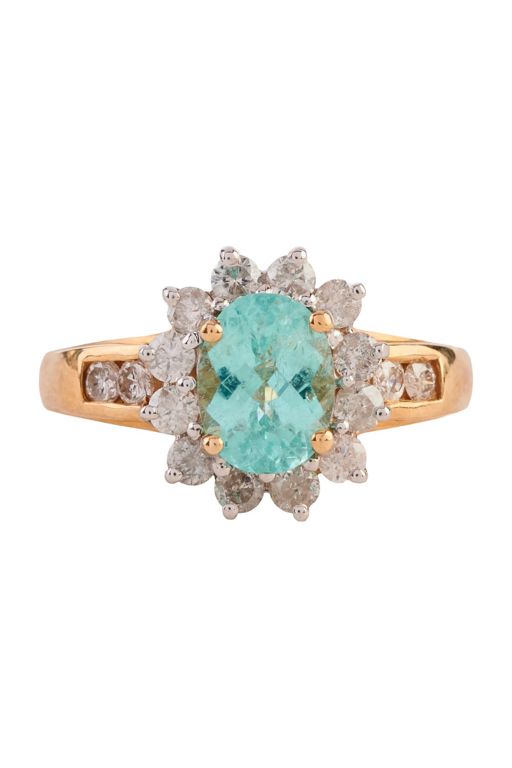 14k Yellow Gold Tourmaline and Diamond Ring