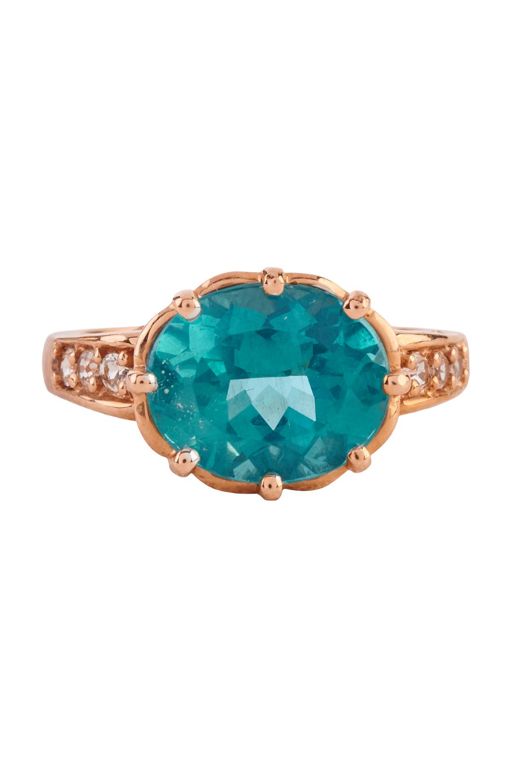 14k Rose Gold Apatite and Colorless Stone Ring