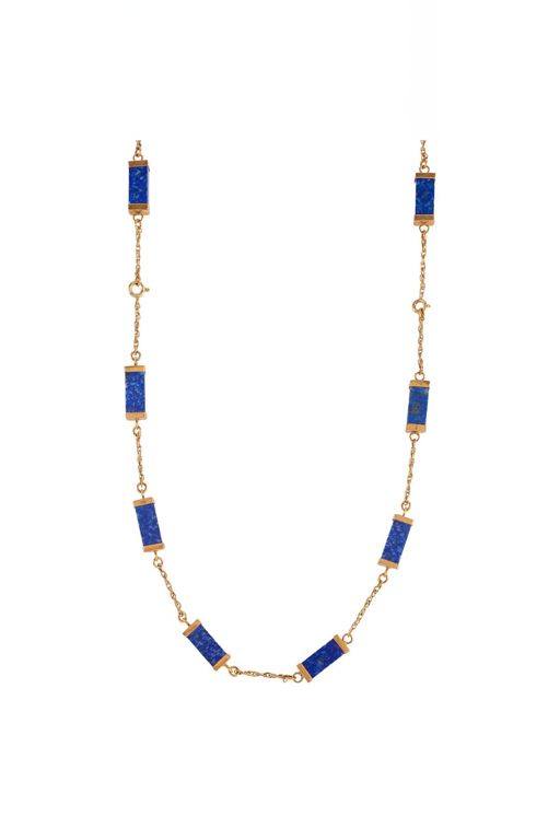 14k Yellow Gold Lapis Lazuli Chain Necklace