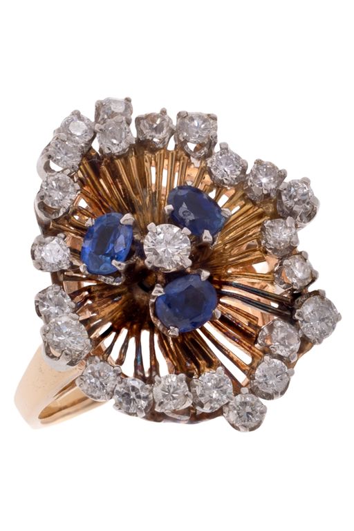 14k Gold Sapphire and Diamond Ring