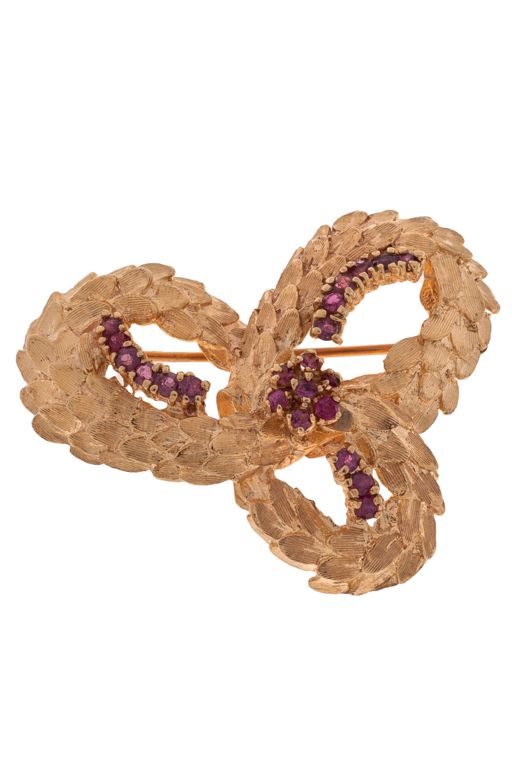 14k Gold Ruby Brooch