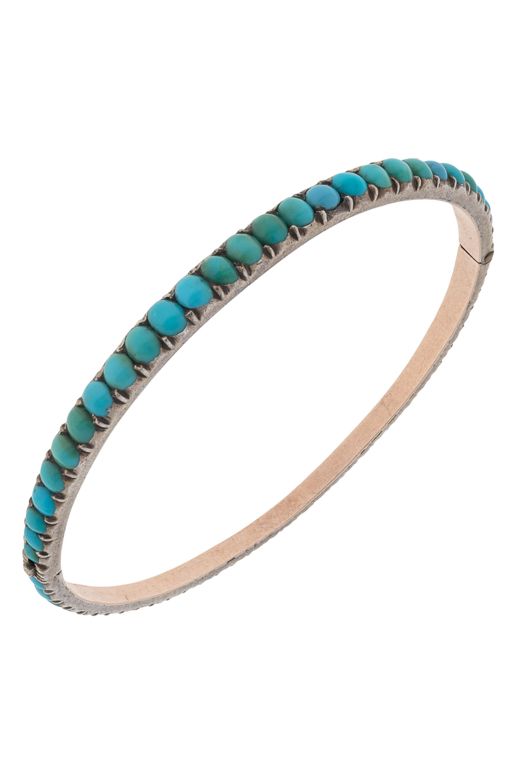 10k Gold and Sterling Silver Turquoise Bracelet
